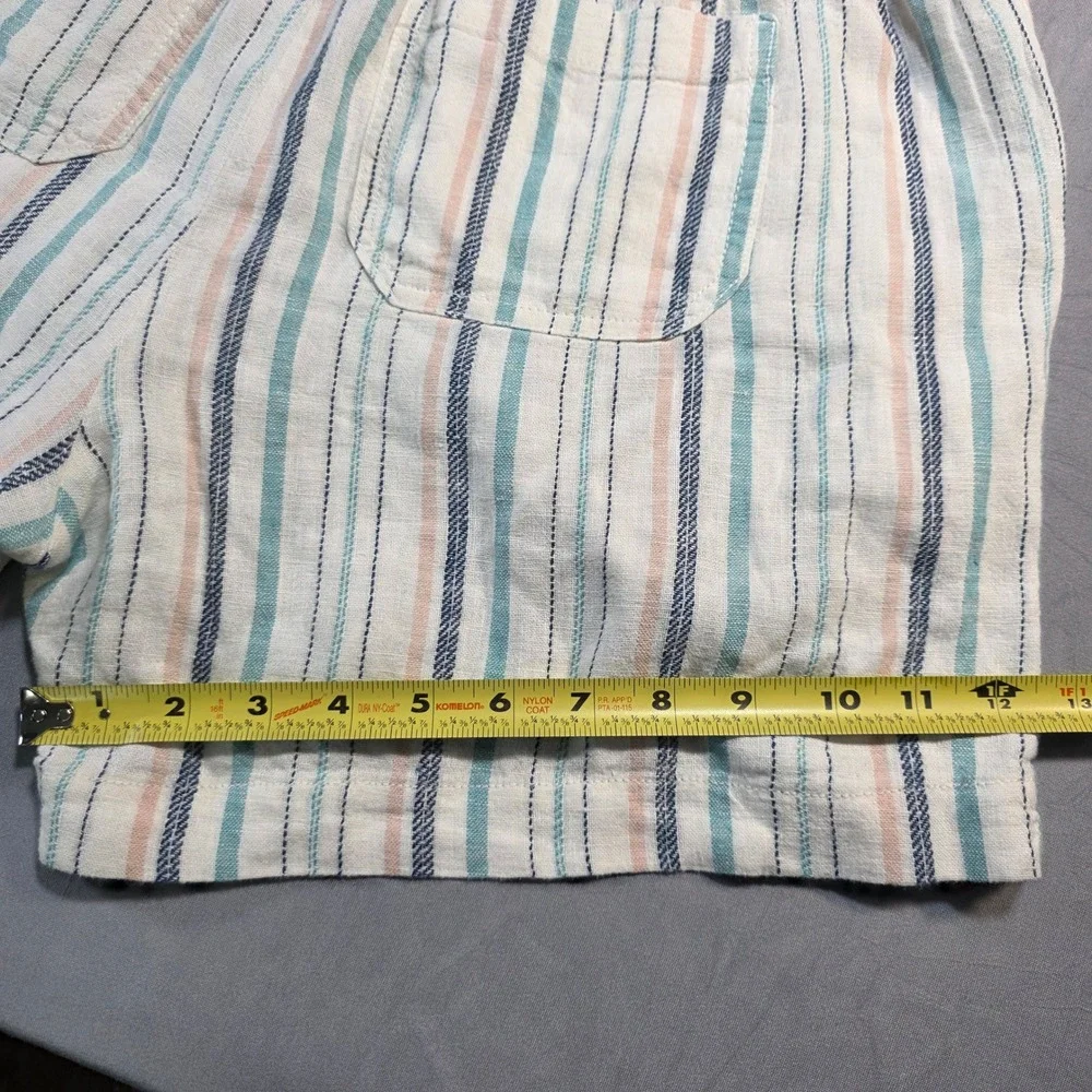 Briggs Womens Linen Blend Striped Smocked Waist Shorts Blue Coral Medium‎
